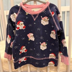 The Beaufort Bonnet Company Navy Crewneck with Pink Trim and Santa Print